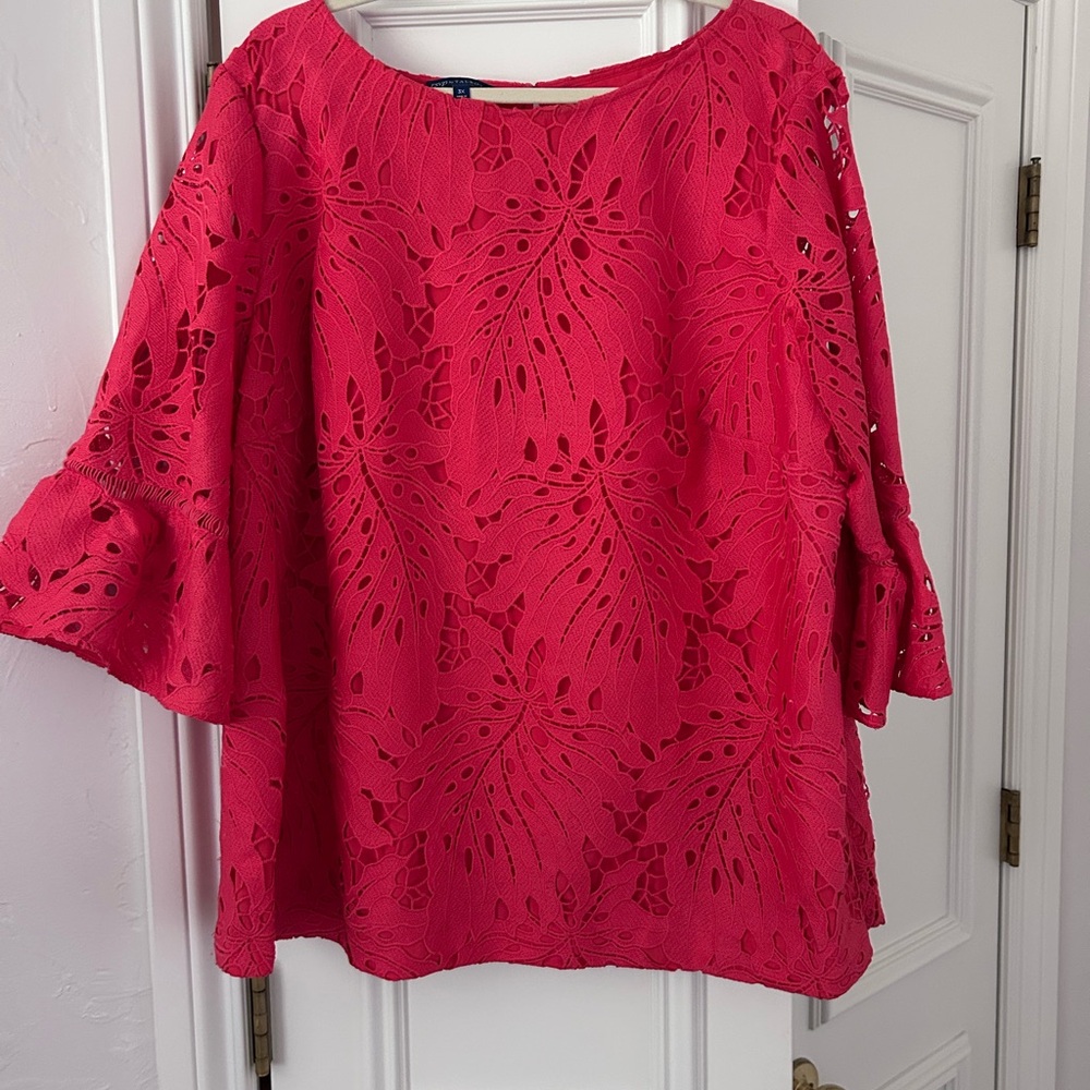 Talbots Vibrant Pink Lace Blouse